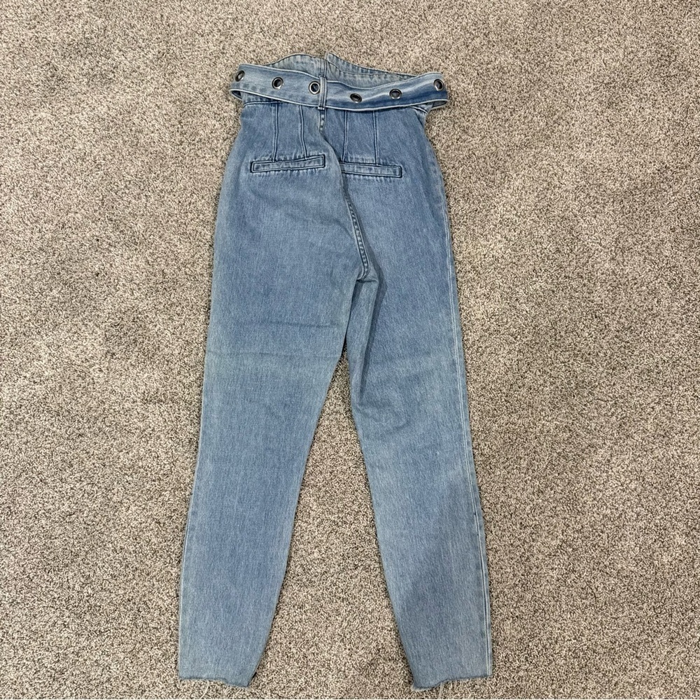 GRLFRND $328 ‘Mia’ Paperbag Belted Skinny Jeans Light Wash High Rise Women’s 25 - Picture 12 of 13